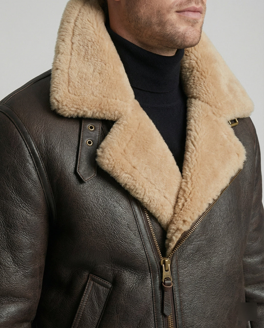 Luxus Lammfell Pilotjacke