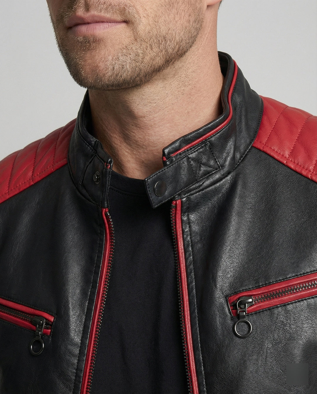 Herren Bikerjacke Motorsport Stil