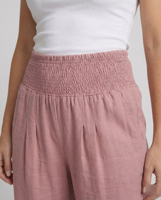 Damen Luftige Leinenhose mit elastischem Bund und Weitschnitt