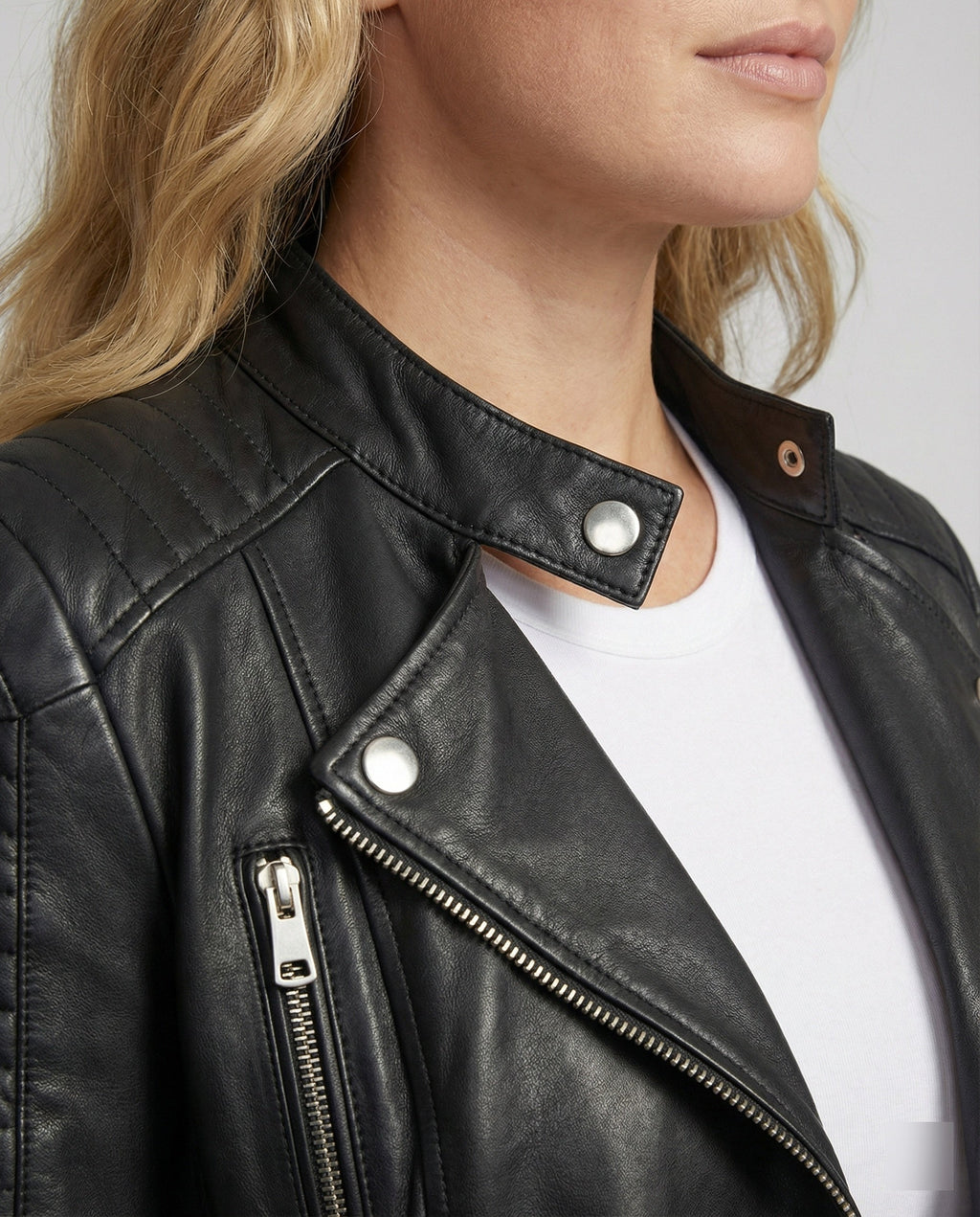Damen Lederjacke Stilvoll Zeitlos