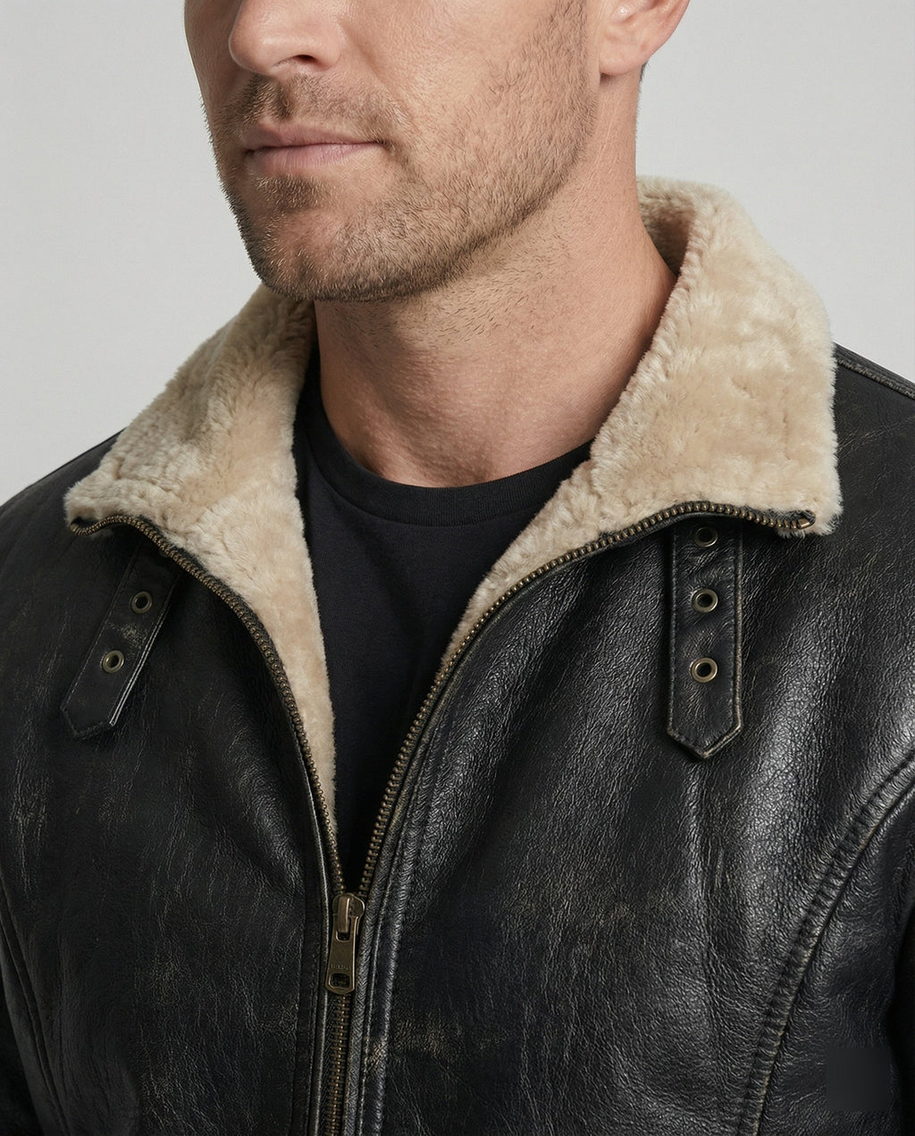 Herren Lederjacke mit warmem Innenfutter