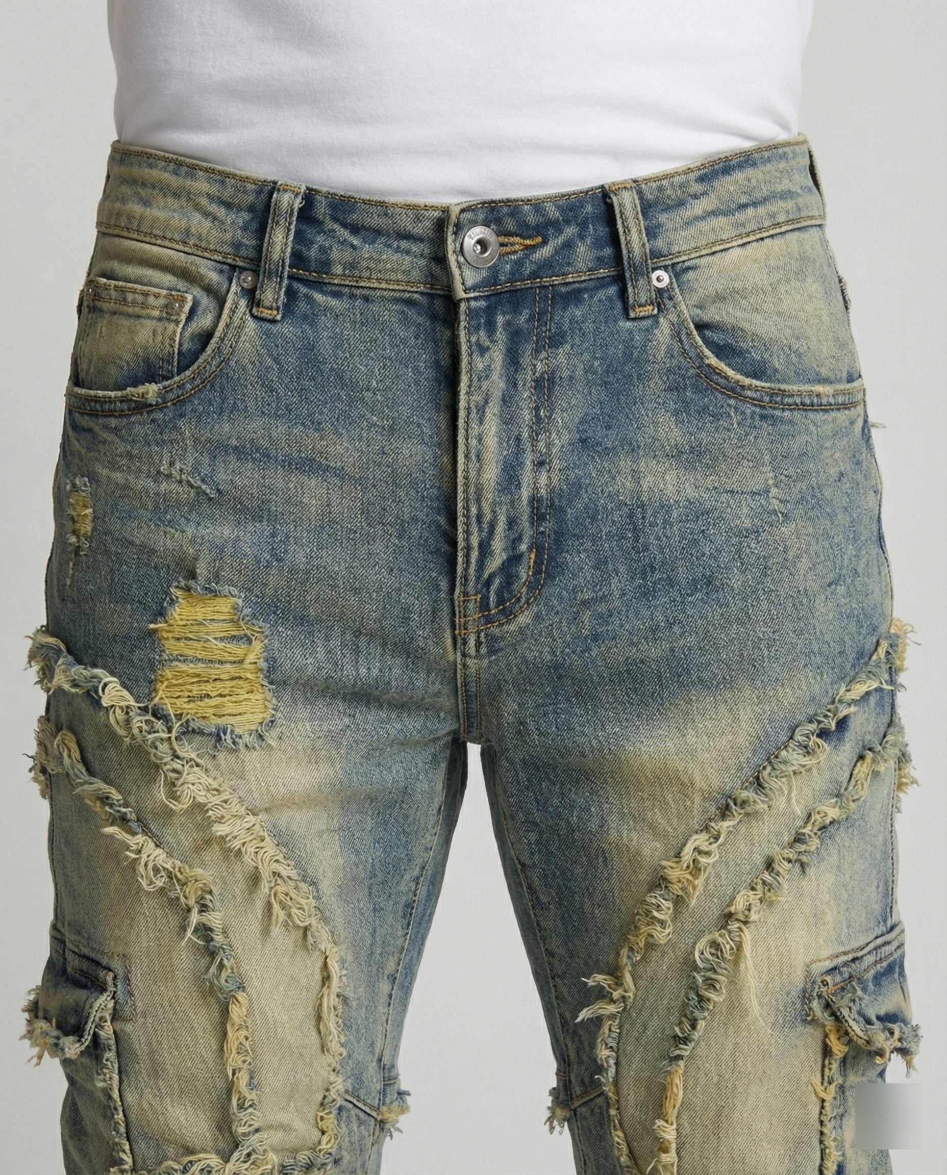 Herren Destroyed Jeans mit Cargotaschen