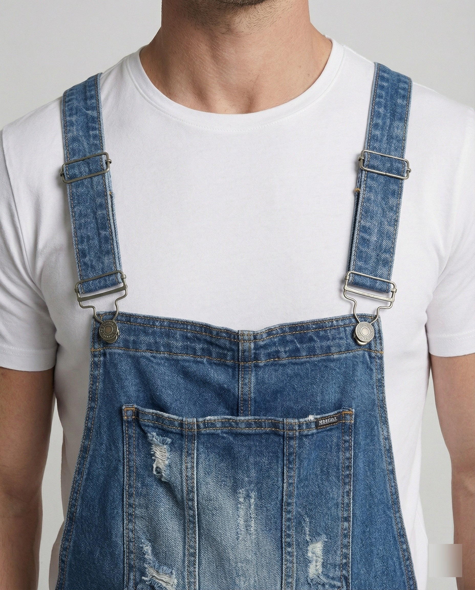 Herren Jeans-Latzhose im Used-Look mit abnehmbaren Trägern
