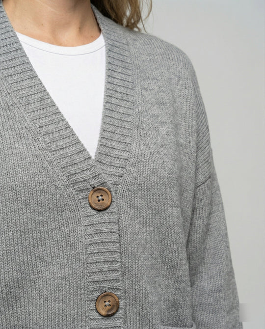 Strickjacke Damen lässig mit Knopfverschluss und großen Taschen