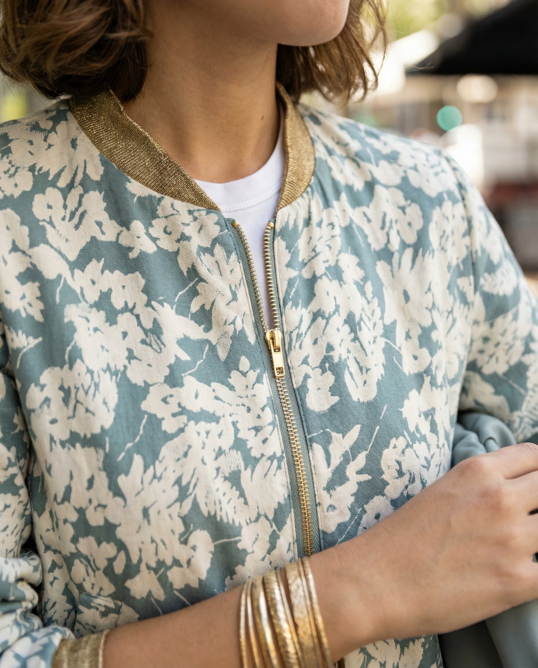 Damen Bomberjacke mit Blumenmuster