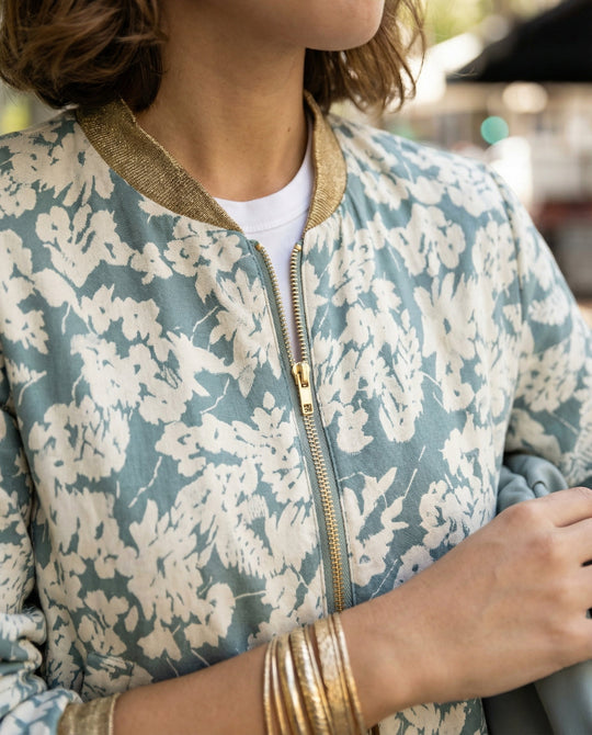 Damen Bomberjacke mit Blumenmuster