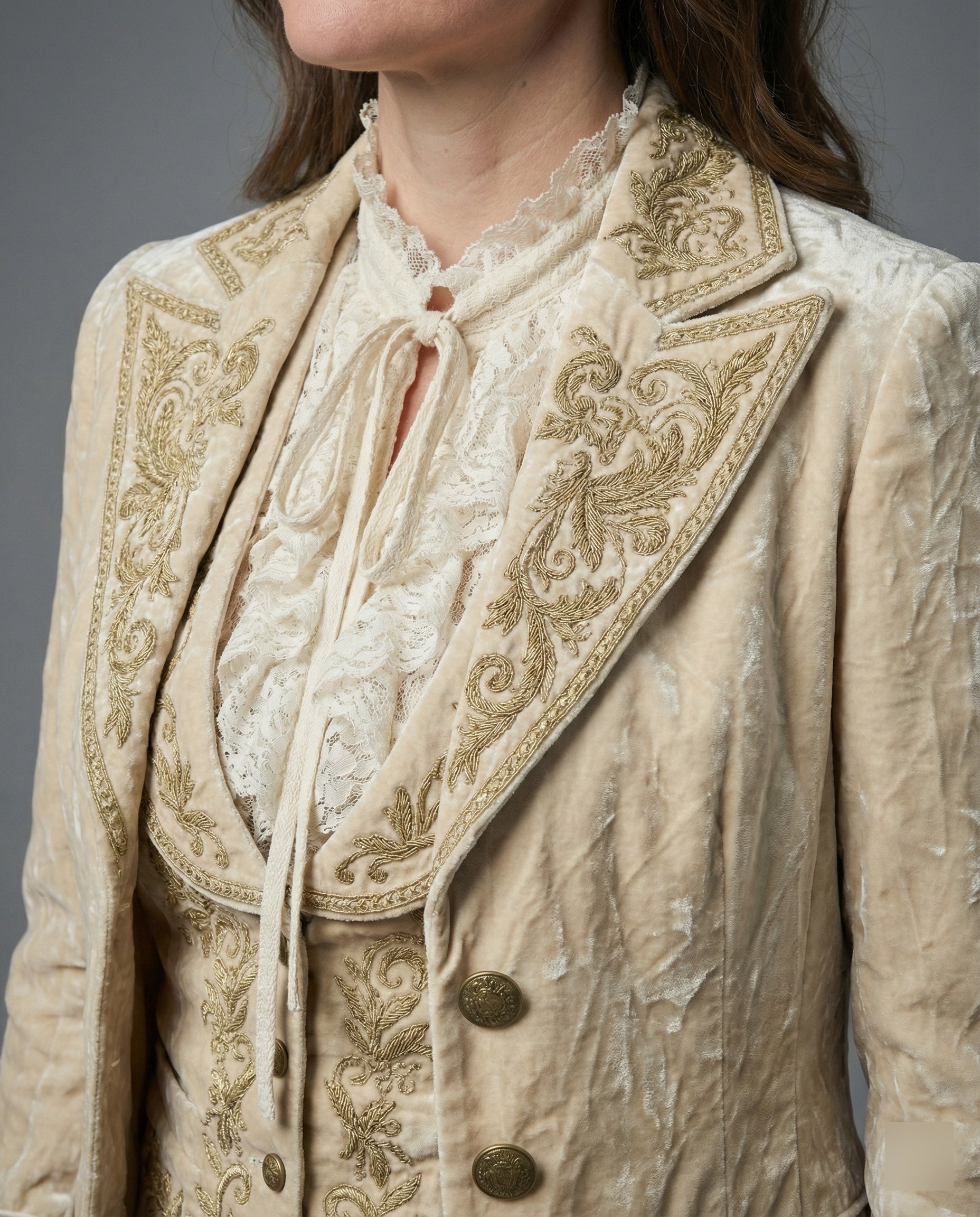 Damen Blazer Samt Stickerei