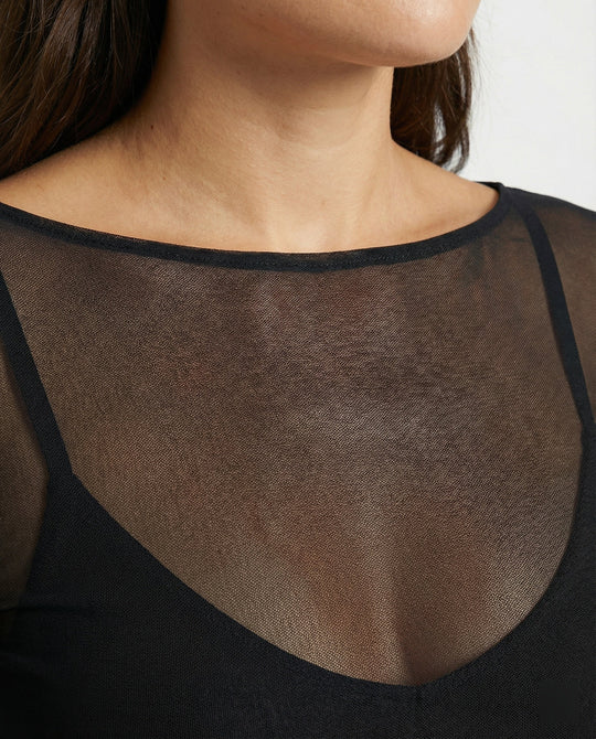 Langärmeliges Mesh-Top