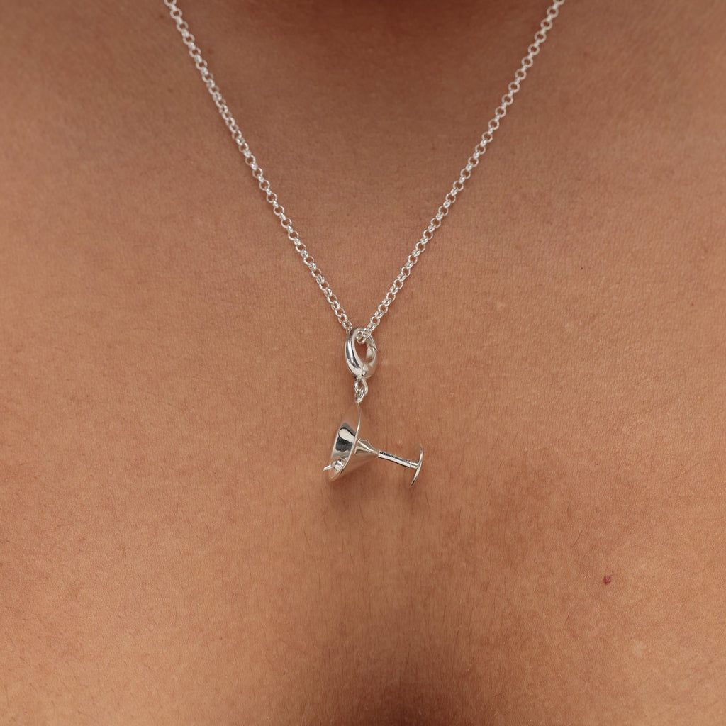Silber Cocktailglas Charm-Halskette | Shop Nory