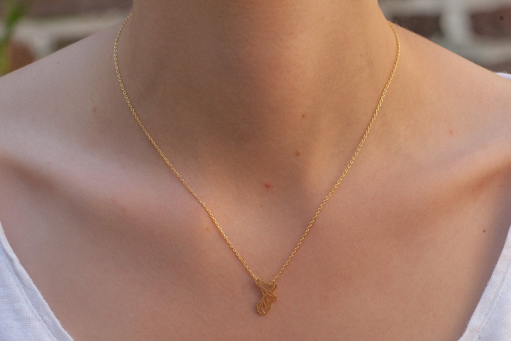 Origami Hirschkopf Kette goldfarben | Shop Nory