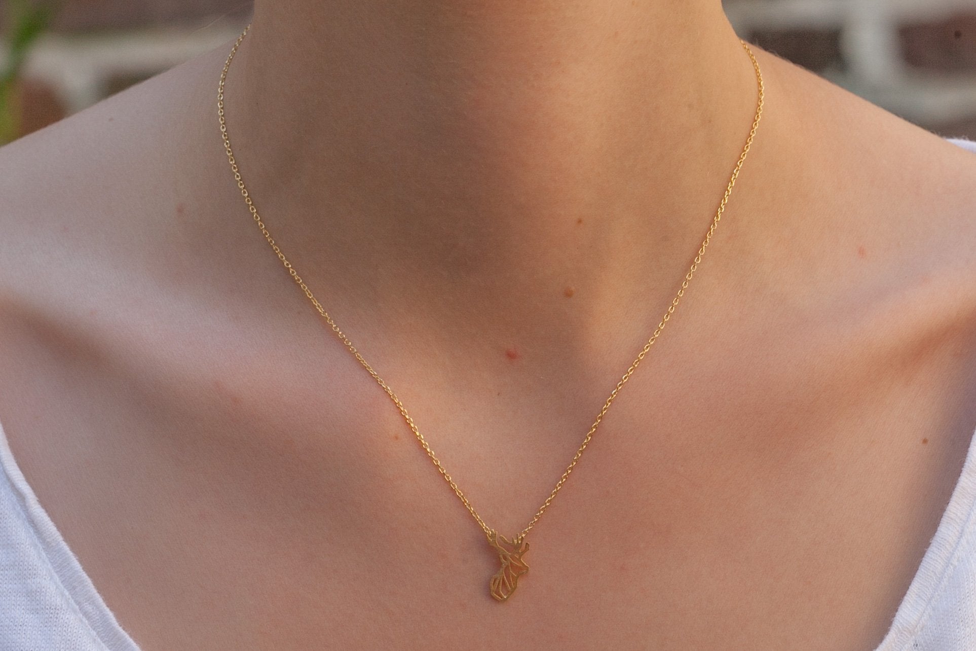 Origami Hirschkopf Kette goldfarben | Shop Nory