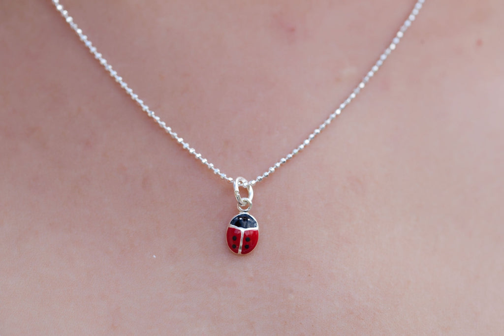 Kette mit Marienkäfer aus Silber - Kinderkette | Shop Nory