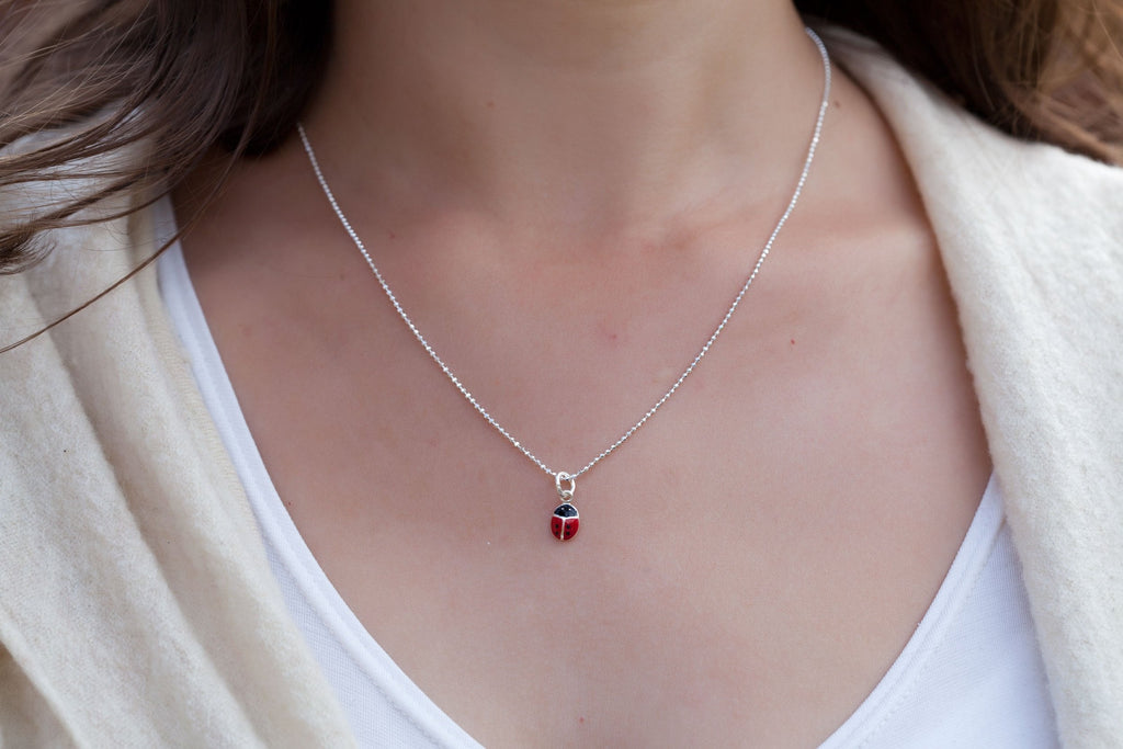 Kette mit Marienkäfer aus Silber - Kinderkette | Shop Nory