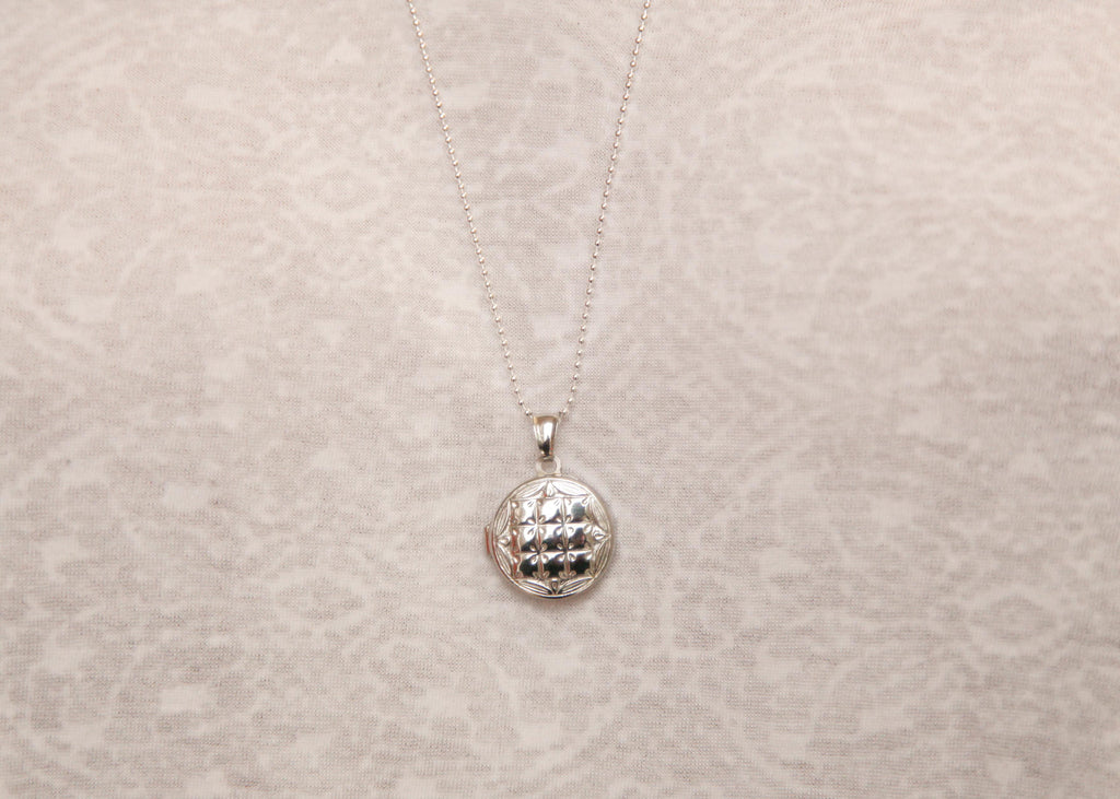 Lange Kette mit Rund Foto Medaillon - Sterling Silber | Shop Nory