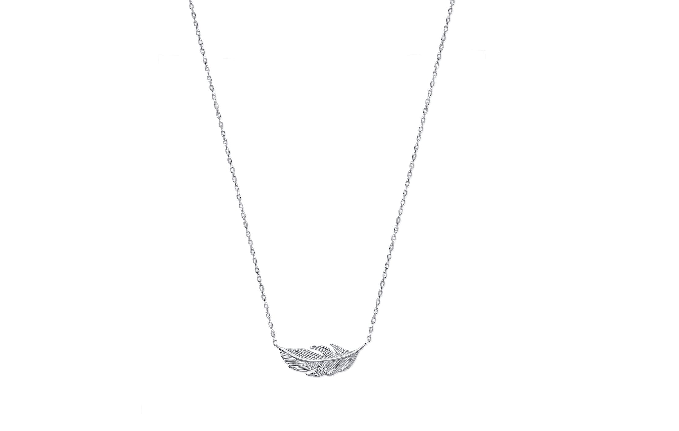 Kette mit Anhänger Feder Vogel aus Silber | Shop Nory