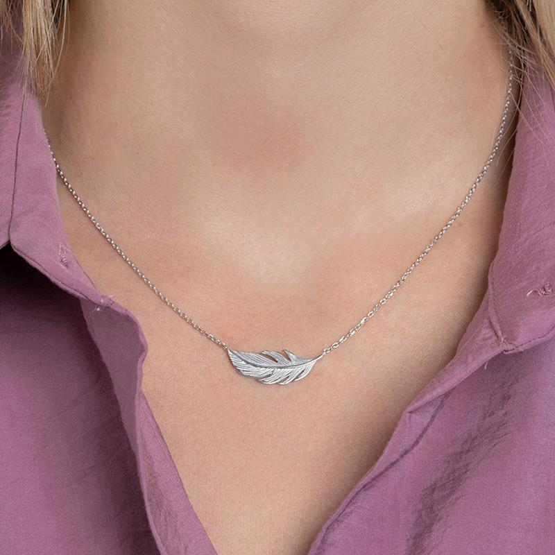 Kette mit Anhänger Feder Vogel aus Silber | Shop Nory