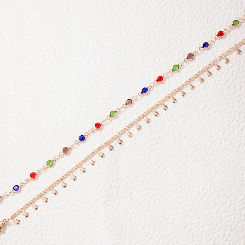 Bunte Boho Quasten Perlen Schichten Fußkettchen | Shop Nory