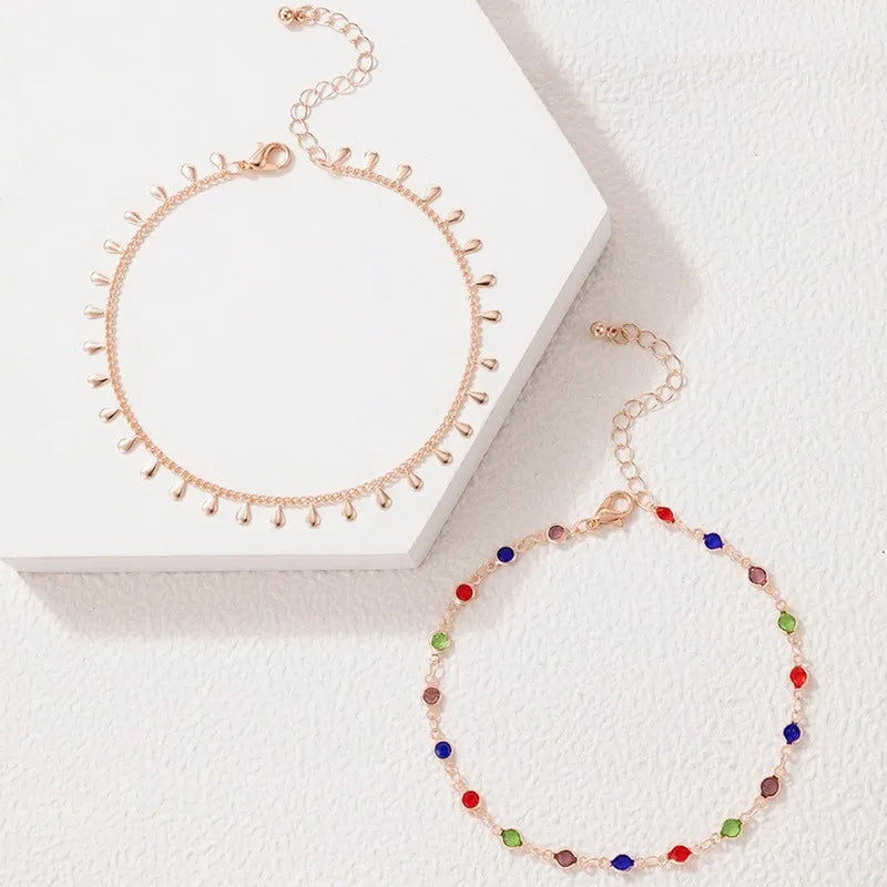 Bunte Boho Quasten Perlen Schichten Fußkettchen | Shop Nory