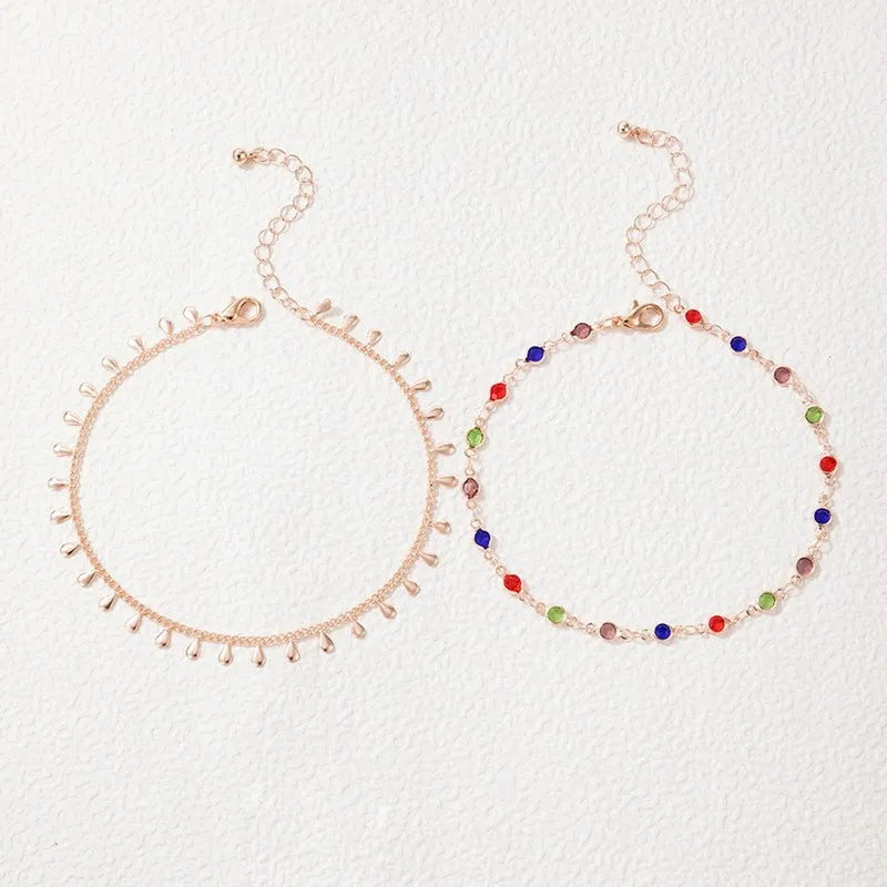 Bunte Boho Quasten Perlen Schichten Fußkettchen | Shop Nory