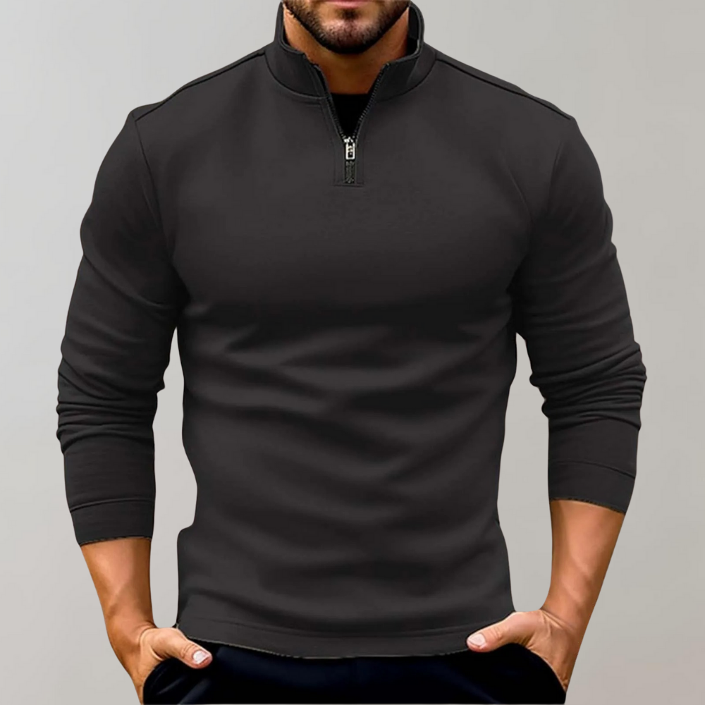Bequemer Herren-Reißverschluss-Pullover mit niedrigem Kragen