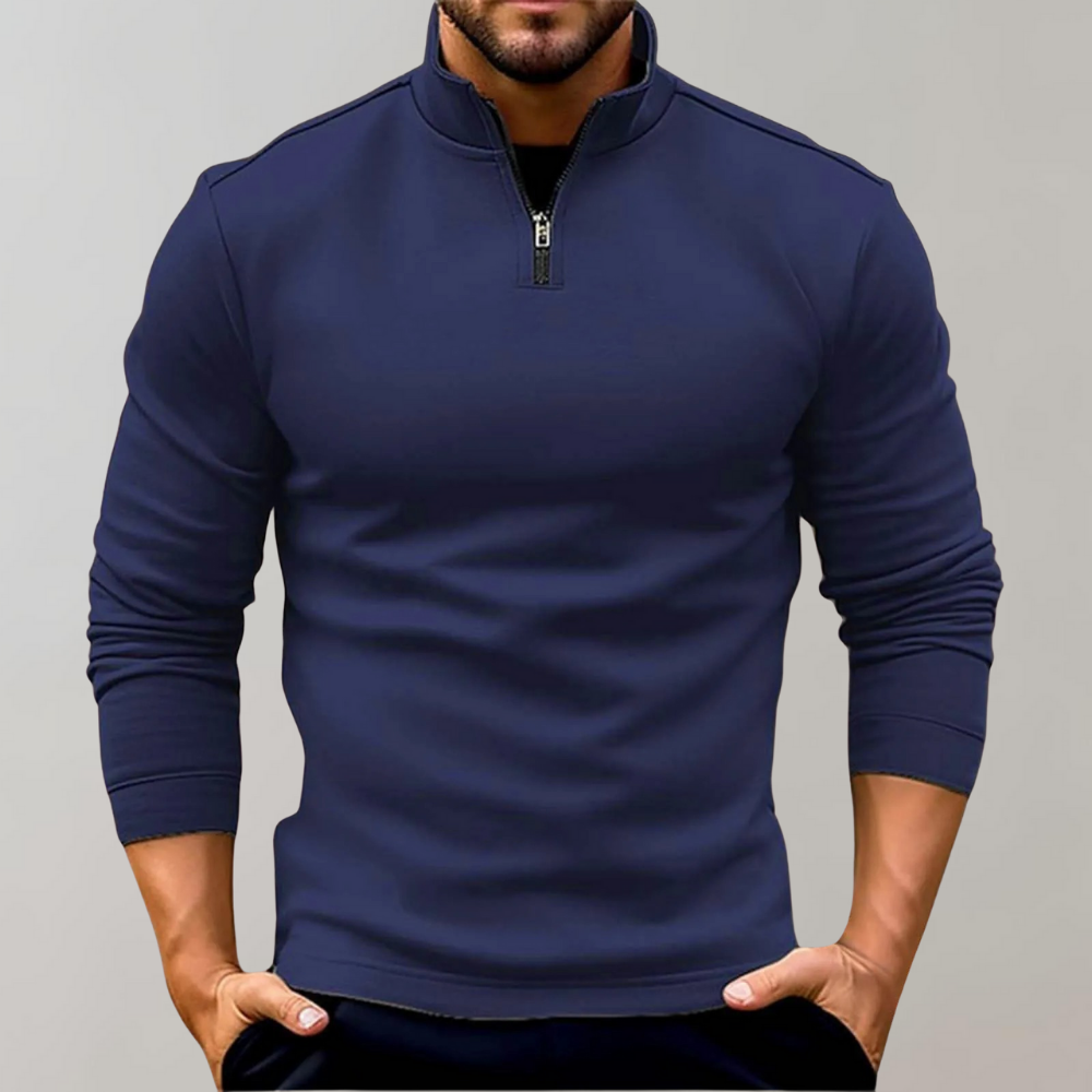 Bequemer Herren-Reißverschluss-Pullover mit niedrigem Kragen