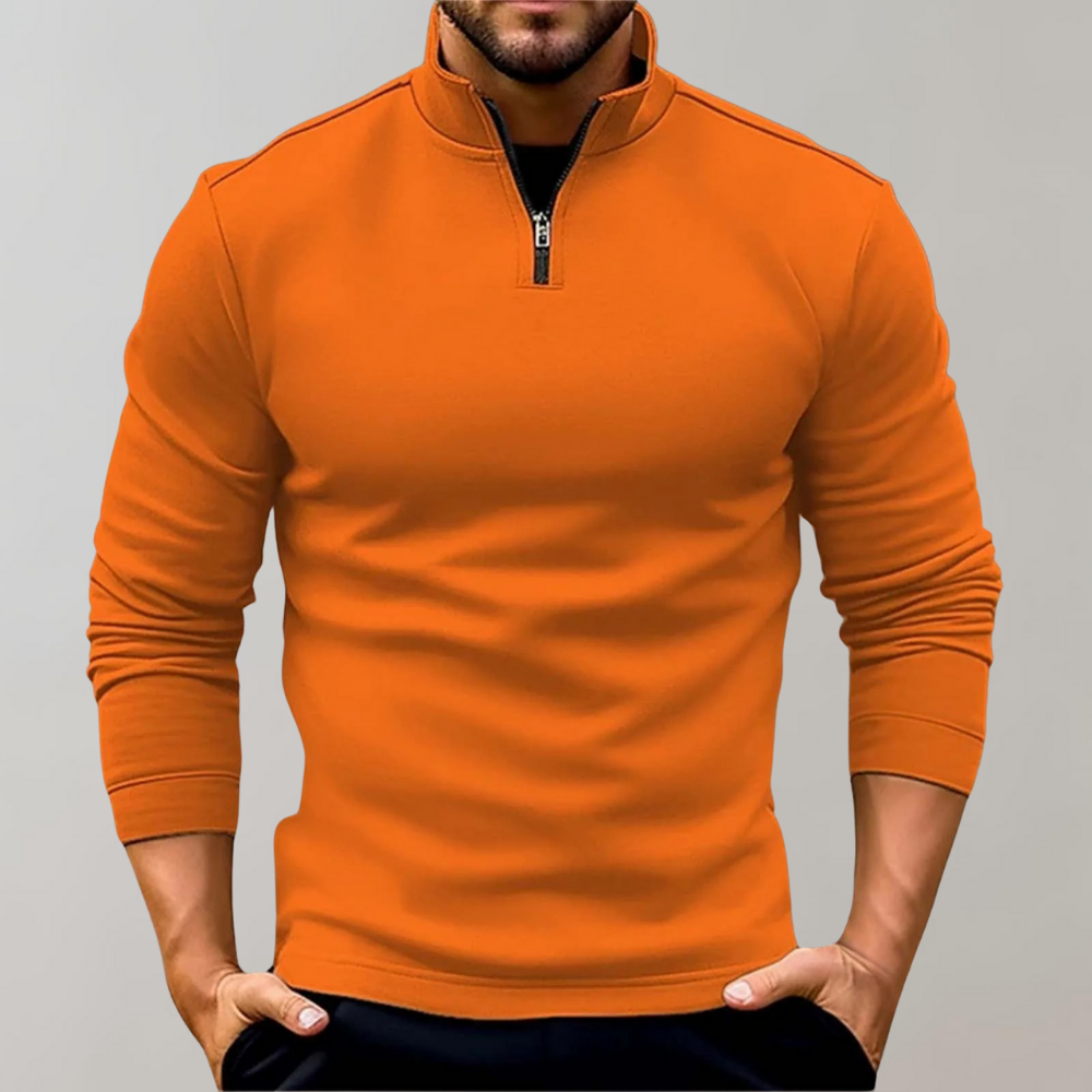 Bequemer Herren-Reißverschluss-Pullover mit niedrigem Kragen