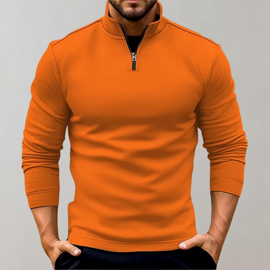 Bequemer Herren-Reißverschluss-Pullover mit niedrigem Kragen