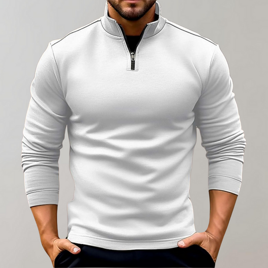 Bequemer Herren-Reißverschluss-Pullover mit niedrigem Kragen