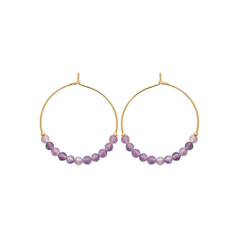 Creolen Ohrringe mit Edelsteinen Vergoldet, Edelstein Schmuck für Damen | Shop Nory