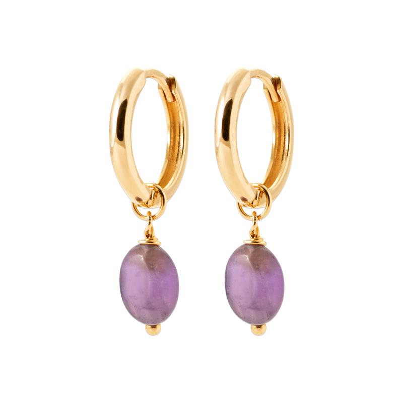 Vergoldete Creolen mit Amethyst – Zeitlose Eleganz mit einem Hauch von Farbe | Shop Nory