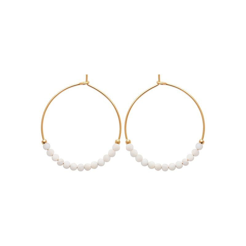 Creolen Ohrringe mit Edelsteinen Vergoldet, Edelstein Schmuck für Damen | Shop Nory
