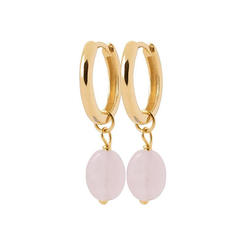 Creolen mit Rosenquarz - 18 Karat vergoldet, Eleganz und Romantik | Shop Nory