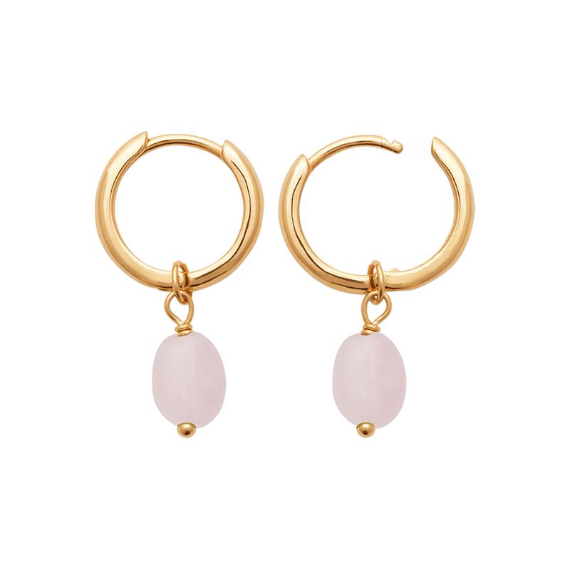 Creolen mit Rosenquarz - 18 Karat vergoldet, Eleganz und Romantik | Shop Nory