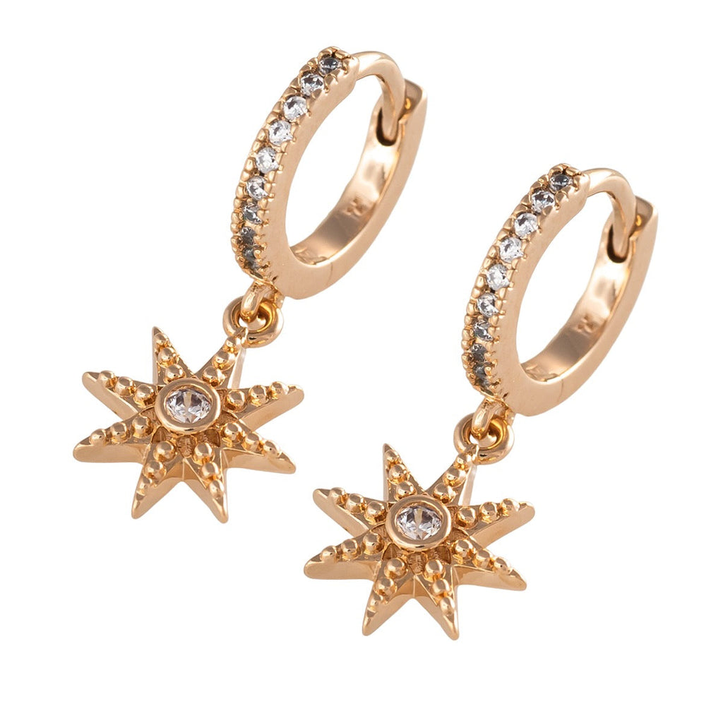 Creolen Sternanhänger mit Zirkonia - 16K vergoldet | Shop Nory