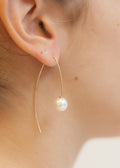 Lange Creolen mit Perle Vergoldet - Ohrhänger Süsswasserzuchtperle | Shop Nory