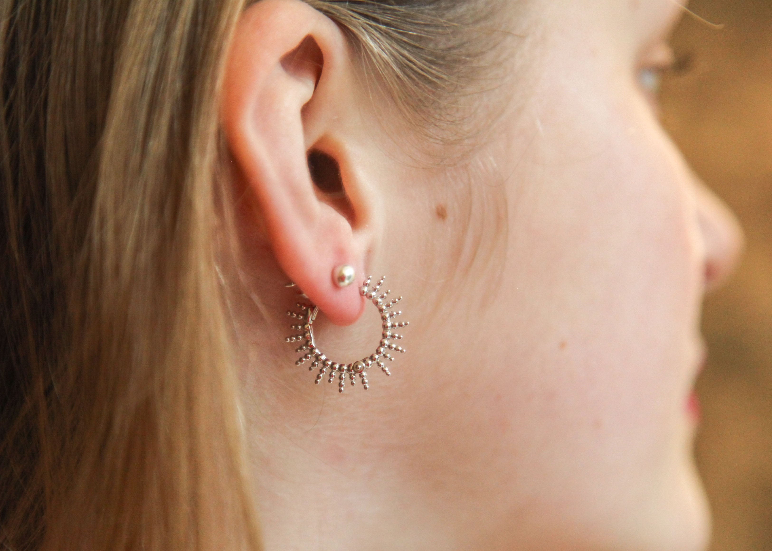 Sonnenstrahl-Creolen aus Silber - Creolen Sonne für Damen | Shop Nory
