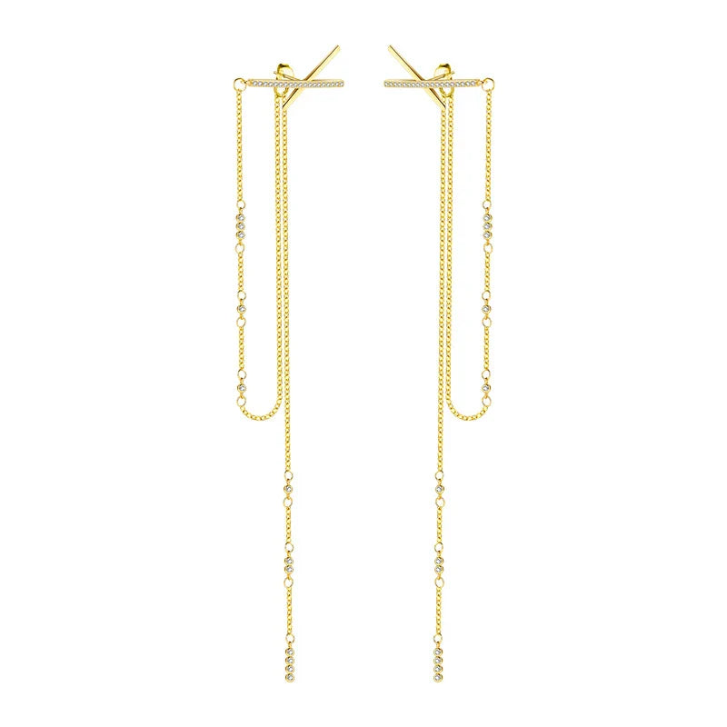 Exquisite Zirkon Kreuz Lange Quaste Ohrringe | Shop Nory