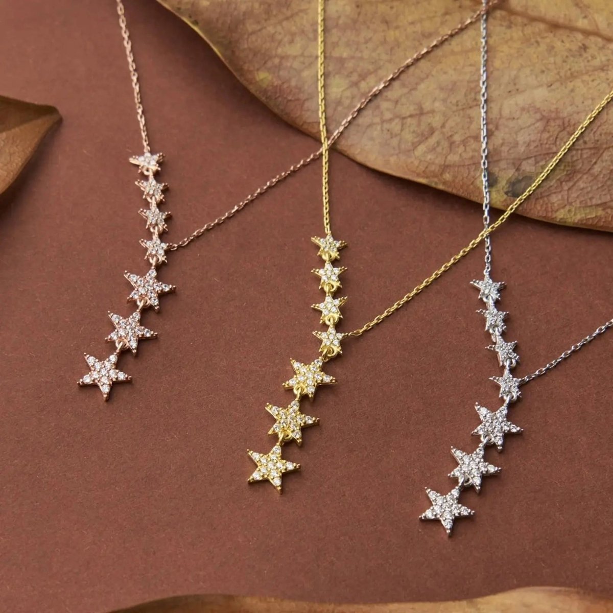 Kristall Silber/Gold/Roségold Stern Halsketten | Shop Nory