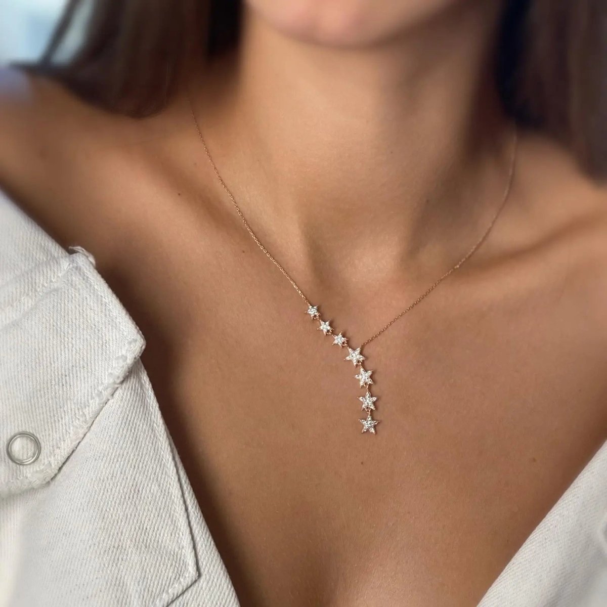 Kristall Silber/Gold/Roségold Stern Halsketten | Shop Nory