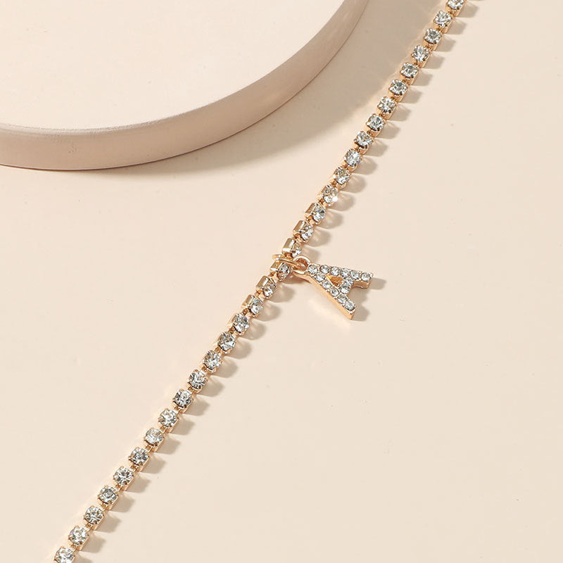 Kristall Zirkon Anfangsbuchstabe Alphabet Cuban Link Fußkettchen | Shop Nory