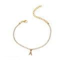 Kristall Zirkon Anfangsbuchstabe Alphabet Cuban Link Fußkettchen | Shop Nory