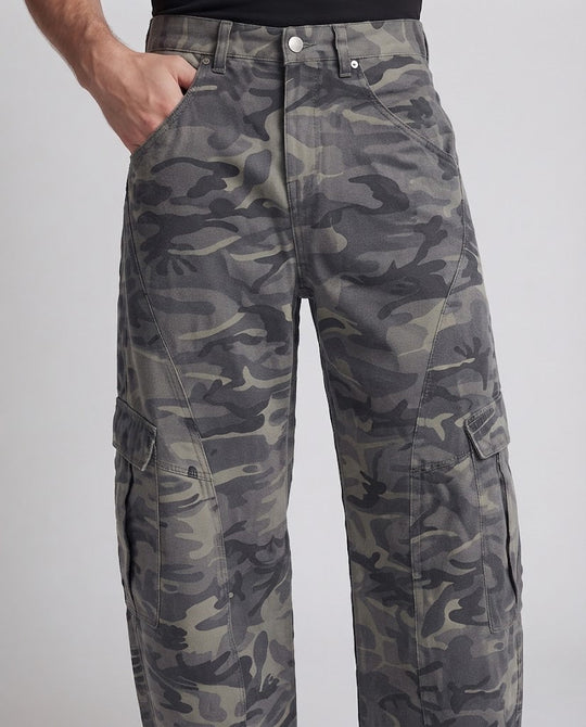 Herren extremweite Camo-Cargo-Hose im Workwear-Baggy-Schnitt Shop Nory
