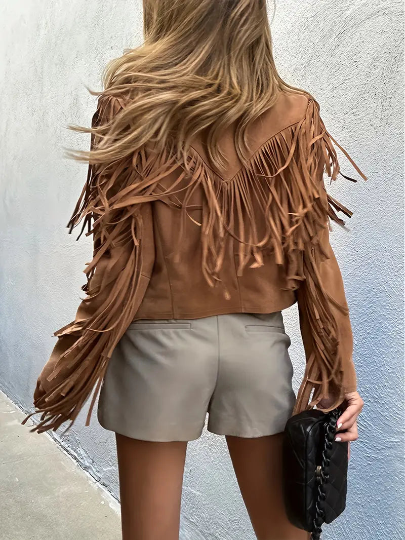 Damen Wildlederjacke mit Fransen