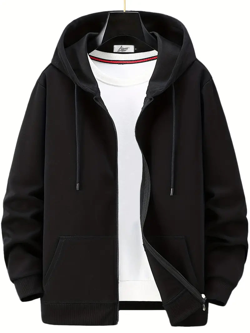 Lässiger Herbst Full Zip Hoodie mit Kordelzug für Männer