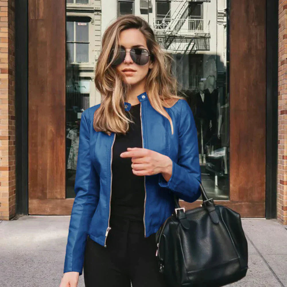 Elegante Italienische Lederbikerjacke