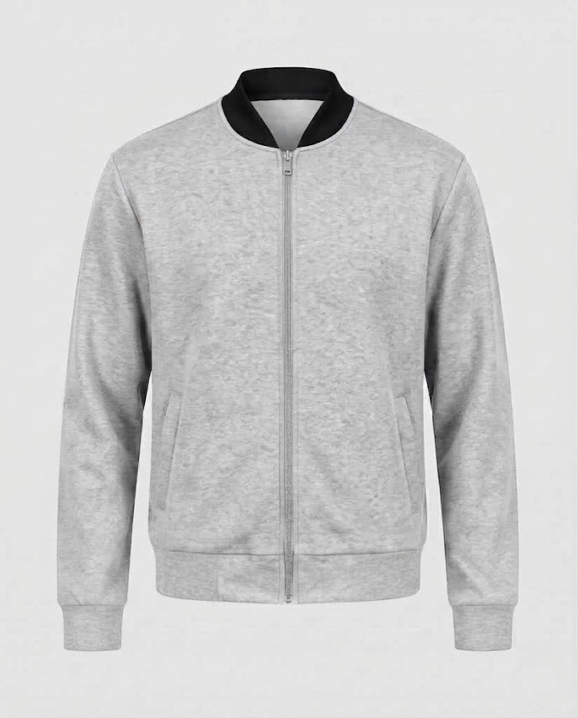 Herren Baumwollmischung Bomber Sweatjacke mit durchgehendem Reißverschluss und Seitentaschen Shop Nory