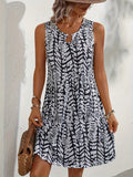 Sommerkleid mit Print Ohne Ärmel, V-Ausschnitt, A-Linie, Leicht und Elegant