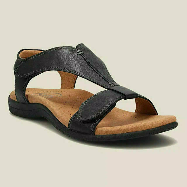 Einfarbige Sandalen Mit Klettverschluss
