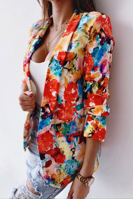 Freie und Echte Florale Revers Freizeitanzug Blazer