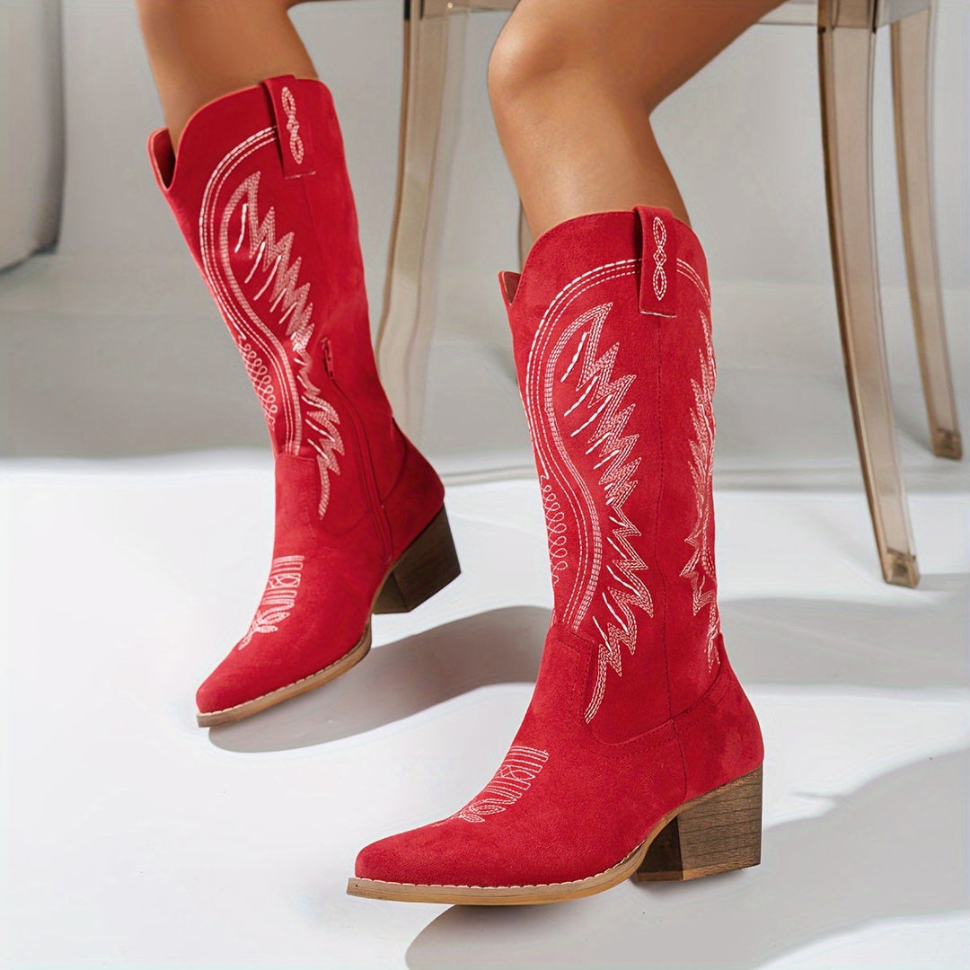 EmberGrace bestickte kniehohe Stiefel